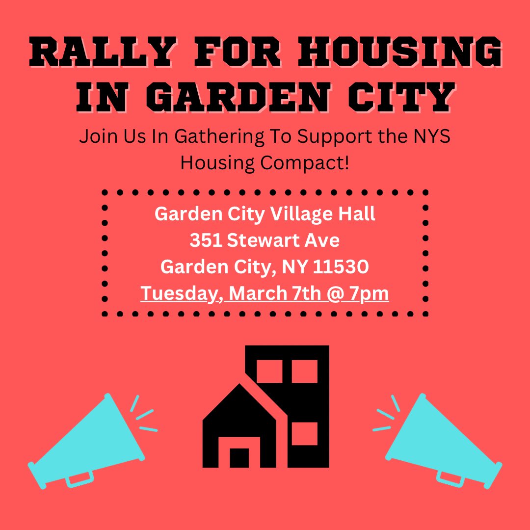HTHCHousing's tweet photo. Let’s continue our momentum and rally for the NYS Housing Compact in Garden City! 

This legislation will positively impact ALL of Long Island and we must show our support in different communities. https://t.co/RDoYWfAsnT