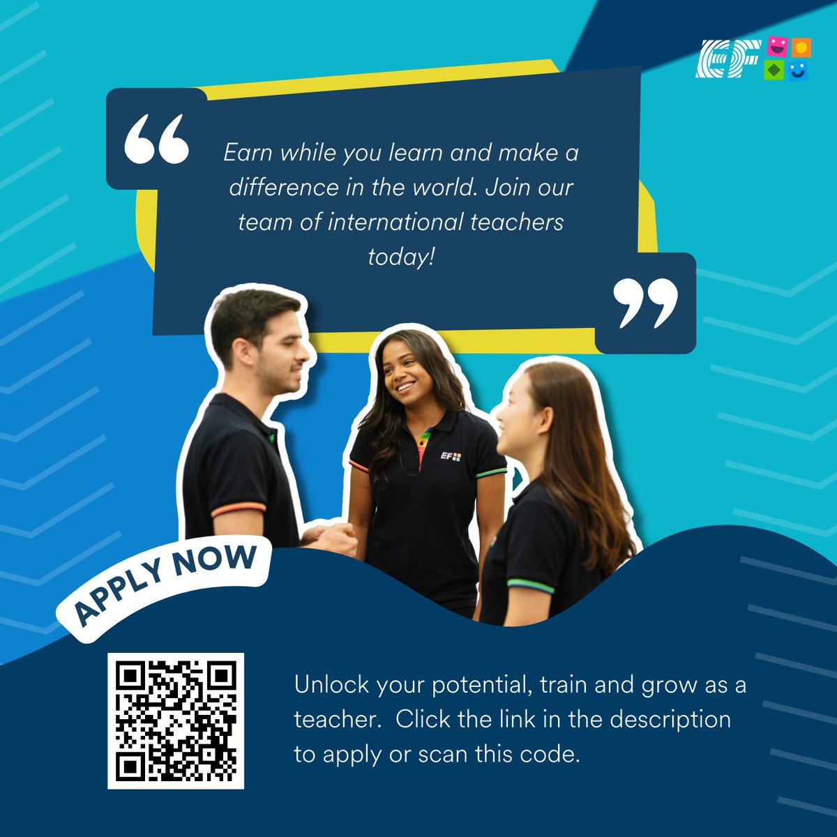 efworkabroad's tweet image. Teachers, new graduates and career changers! Are you ready to take your skills to the next level and explore a new culture? Join us!

Link to apply: 🔗tinyurl.com/ye9r7jbd 

#NewGrad #GradJob #GradCareers #FirstJob #CareerStart #s #FreshGraduate #JobSearch #ef #EntryLevelJobs