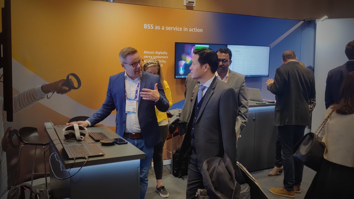 Movya_fi's tweet photo. Our #MWC23 -experience has started exceptionally, with a lot of buzz around Movya Storyverse™ and 5G metaverse solutions! ✨

Meet us at the AWS stage, where you can experience the demo with our amazing partners @nokia and @qvantel! 

#5G #behindyourstory https://t.co/M8LoyVQjyw