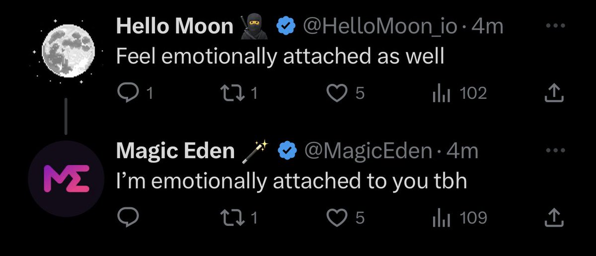 <a href="/MagicEden/">Magic Eden 🪄</a> <a href="/HelloMoon_io/">Hello Moon</a> this is what it’s all about 😭❤️