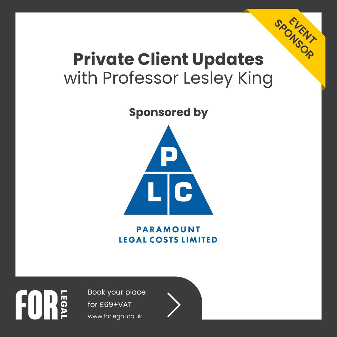 We're partnering with Paramount Legal Costs, for our upcoming Private Client events, with Professor Lesley King. They specialize in cost budgeting, negotiations, and advocacy.

Register here - lnkd.in/e_RFhAvR

#ParamountLegalCosts #forlegal #LearningWithoutLimits