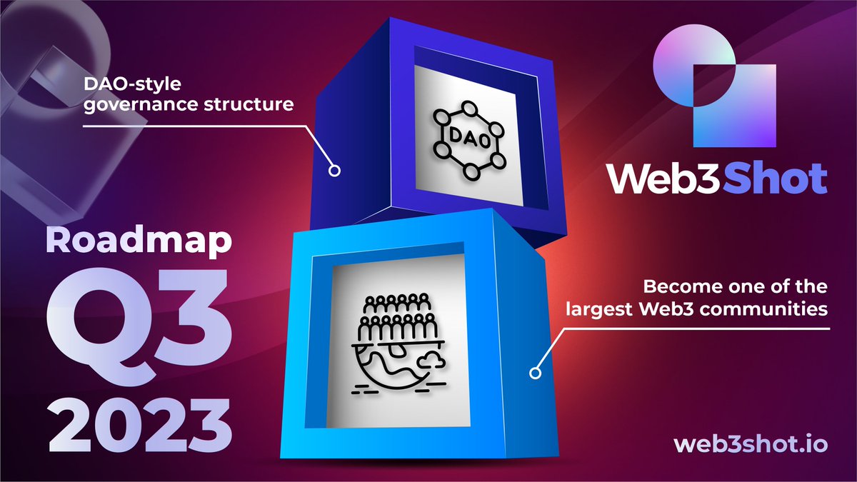 Web3_Shot's tweet image. #W3S roadmap Q3 2023:💬

🛰#DAO-style governance structure 

🛰Become one of the largest #Web3 communities

#LearnToEarn $W3S #Web3Shot