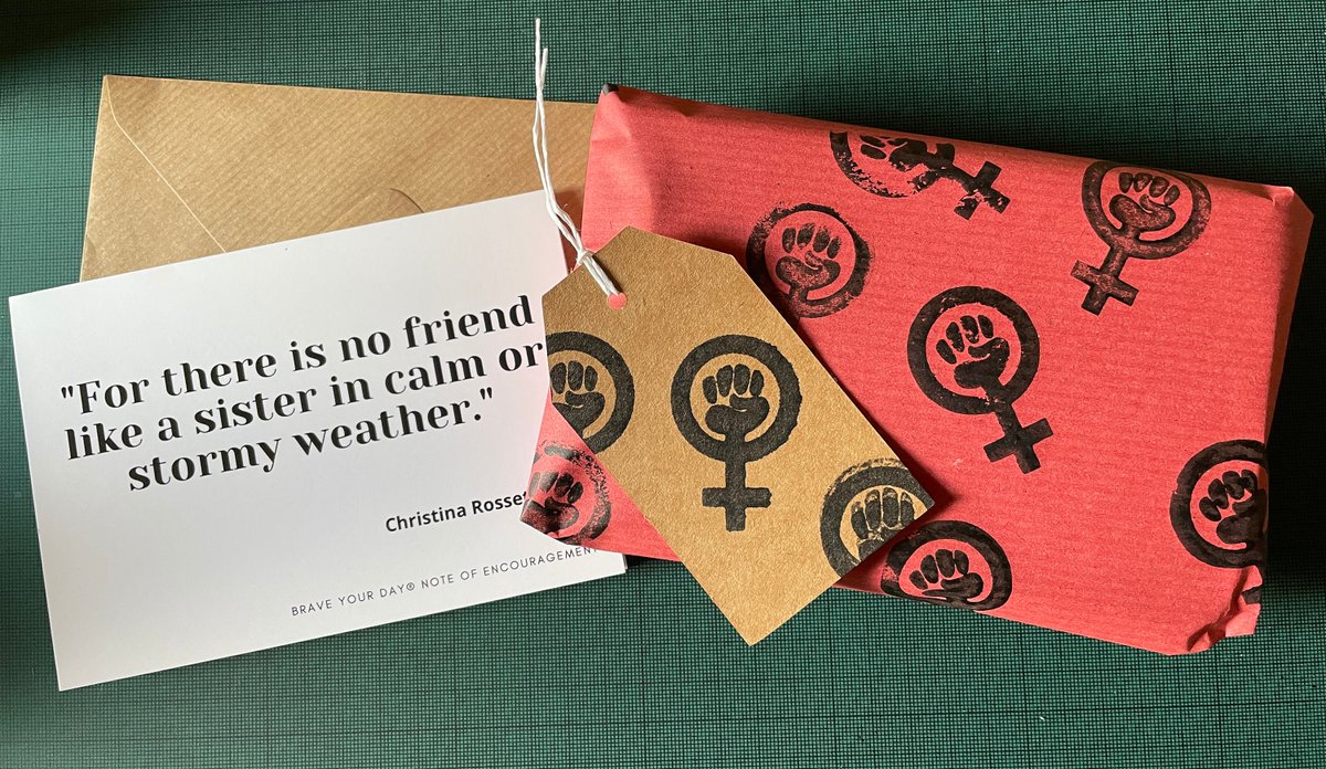 BraveYourDay's tweet photo. Here's a new edition to our Etsy shop. % pays forward therapeutic work with girls/women.
Sisterhood Gift Bundle - feminist ink gift wrap, blank quote card for your personalised message, plus notebook &amp; handmade stress relieving fist https://t.co/uZn4cRo4HC #IWD23 https://t.co/Z27K9KH0FB