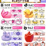 イラストによる図解付きですごく分かりやすい!いろいろな可愛い「おしぼりアート」の作り方!