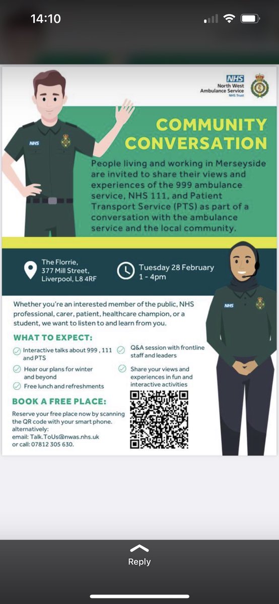 Community conversation with <a href="/NWAmbulance/">North West Ambulance Service</a> <a href="/TheFlorrie/">The Florrie</a> 
Please see flyer for details⬇️ #CommunityEngagement