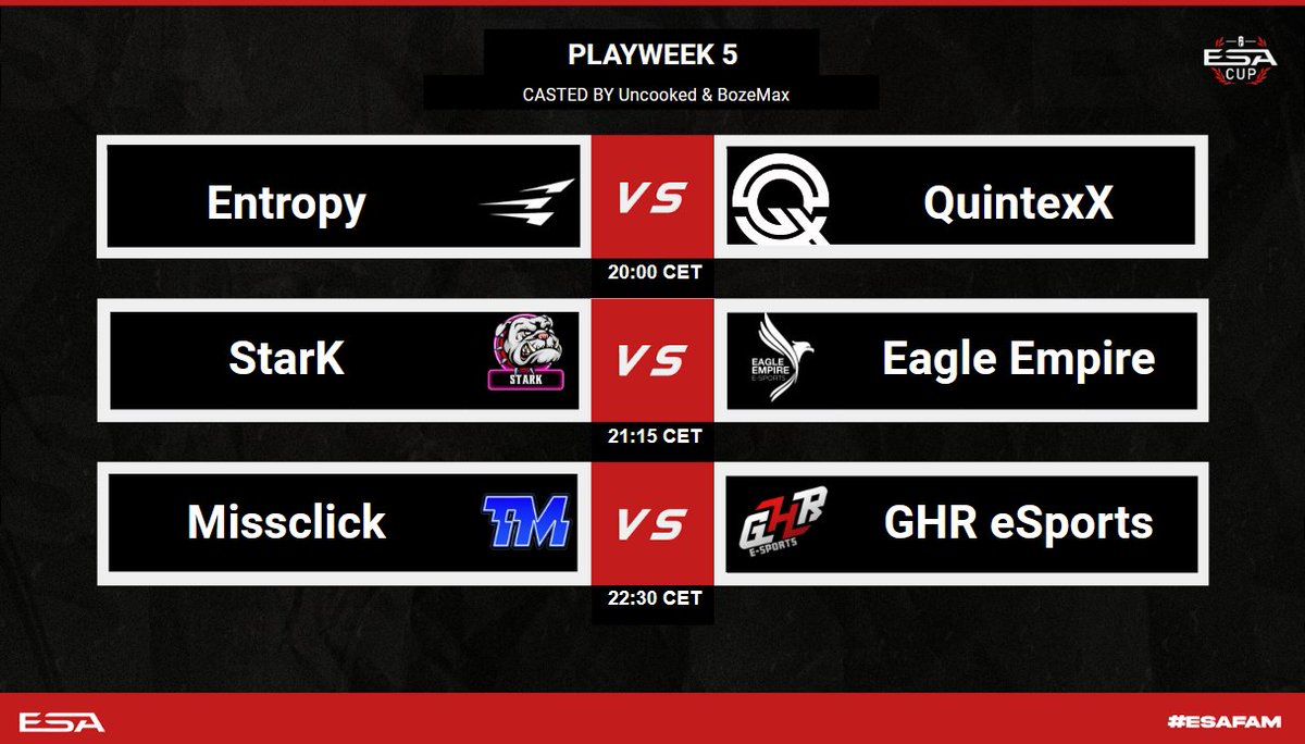 Heres the lineup of matches today! Come and join us