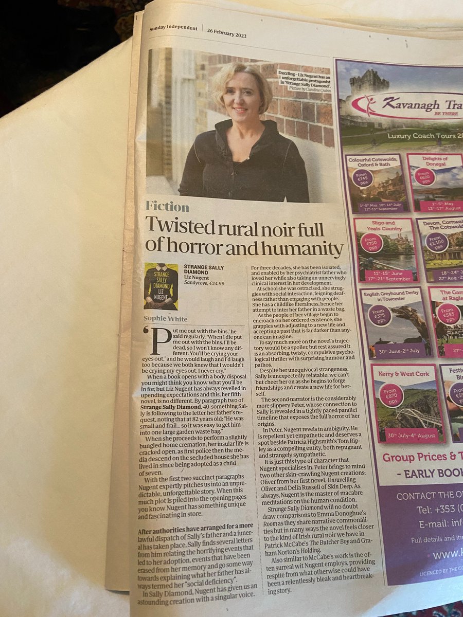 Fantastic review of #strangesallydiamond in the @thesundayindo yesterday  with comparsions to The Butcher Boy, Room and Patricia Highsmith '‘Unique and fascinating’