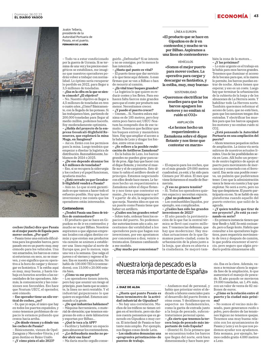 🗣️ “Bost urteetan 45 milioi euro baino gehiago inbertitzea aurreikusten dugu”.

Ez galdu Joakin Telleria #PasaiaPort-eko presidenteari <a href="/diariovasco/">El Diario Vasco</a>-n egindako elkarrizketa osoa.
 
👉 bit.ly/3IA3u7H