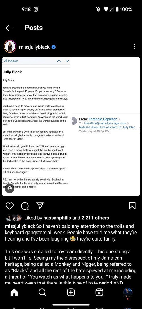 "There's no racism in Canada" 

"Y'all don't experience racism the same way we do" 

Yea, tell me more. Jully Black said ONE WORD and this was the result.