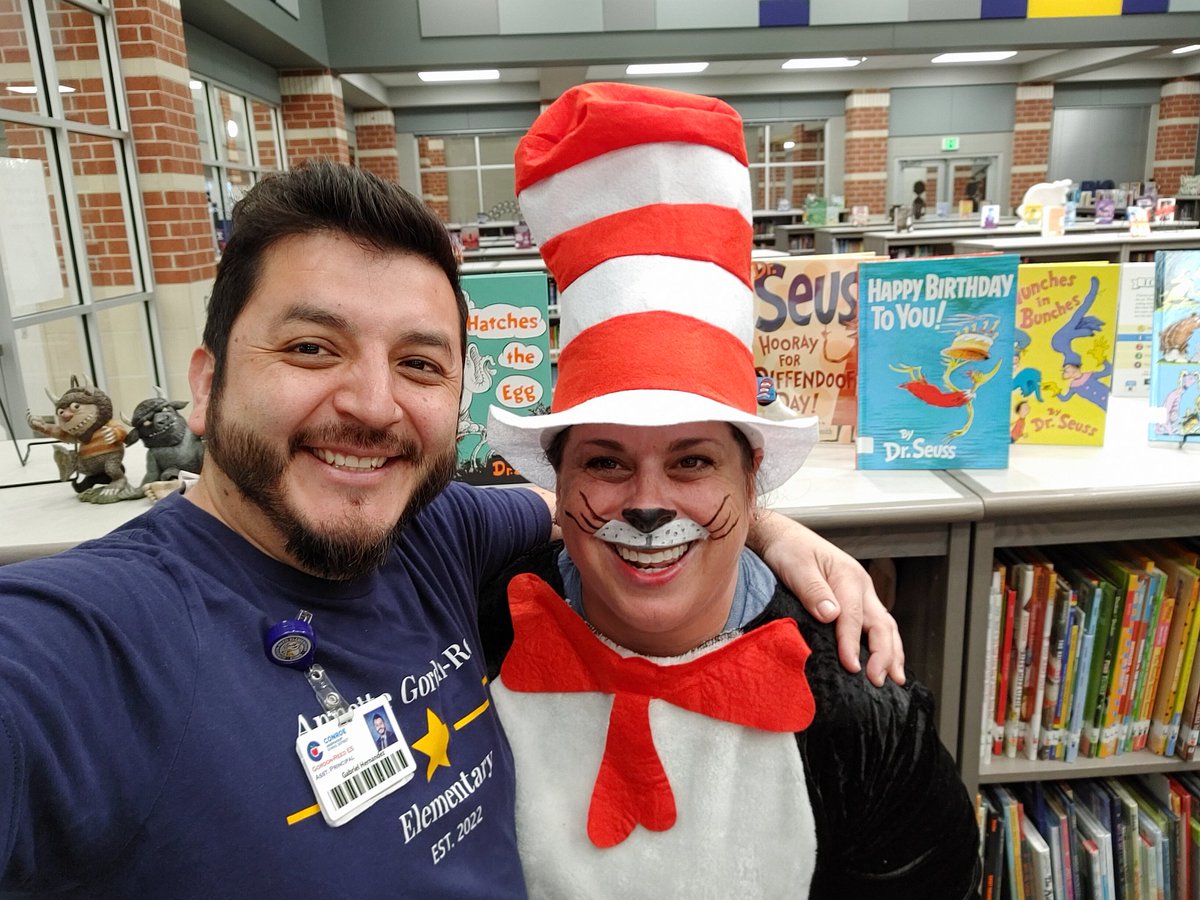 Our lovely librarian, Paige Wolf, got Read Across America off to a fabulous feline start!