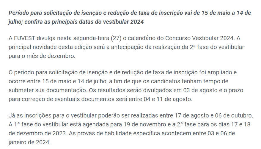 MELdicina's tweet image. USP, para não ficar atrás, também LIBEROU AS DATAS DO VESTIBULAR
isenção: 15 de maio a 14 de julho
inscrição: 17 de agosto a 6 de outubro
provas 1ªfase: 19 de novembro
provas 2ª fase: 17 e 18 de dezembro