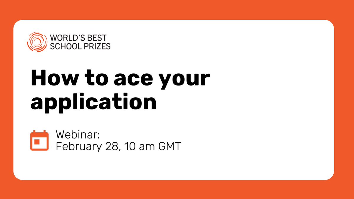 Join our webinar tomorrow at 10:00 am GMT! Make sure to attend to learn how to ace your application for the World's #BestSchoolPrizes. You'll be able to ask questions to our team members!

 Get those questions ready &amp; let's start your application process!

eu1.hubs.ly/H02_7xj0