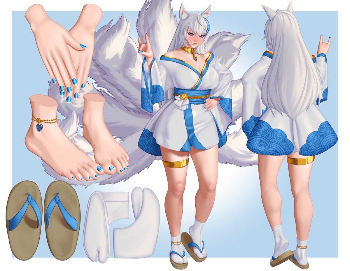 Original Character "Yui"

A white haired nine-tailed fox girl 🤍💙🦊

Reference sheet drawn by <a href="/sardineSama/">Sardine-sama</a> 💙

#SizeTwitter