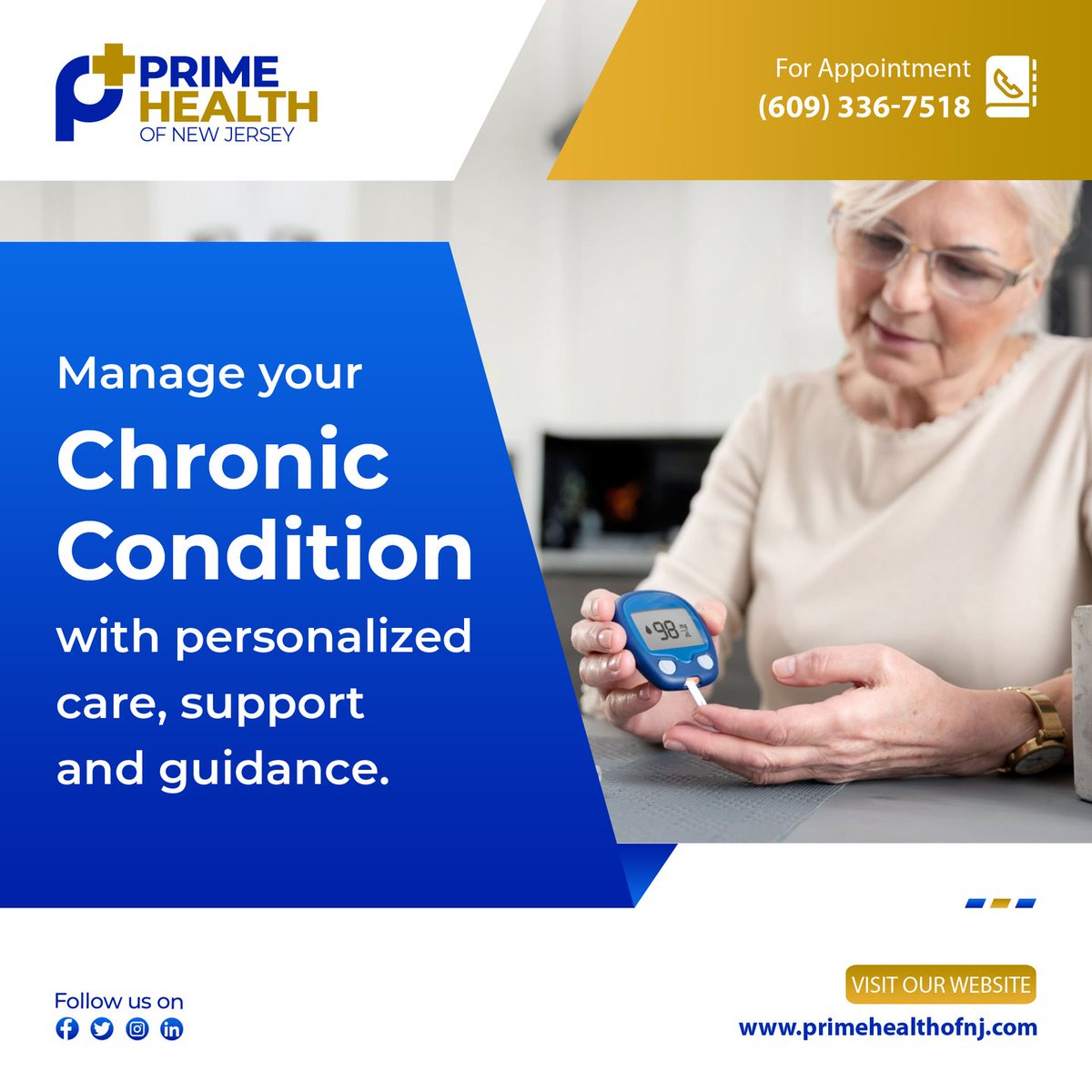 PrimeHealthofNJ's tweet photo. Manage your chronic condition with personalized care, support and guidance.
Schedule your appointment today and let us help you improve your quality of life.
https://t.co/Uo33K5AN9o
#ChronicDisease #PrimaryCare #PrimeHealthofNJ https://t.co/5NFZbSu9tI
