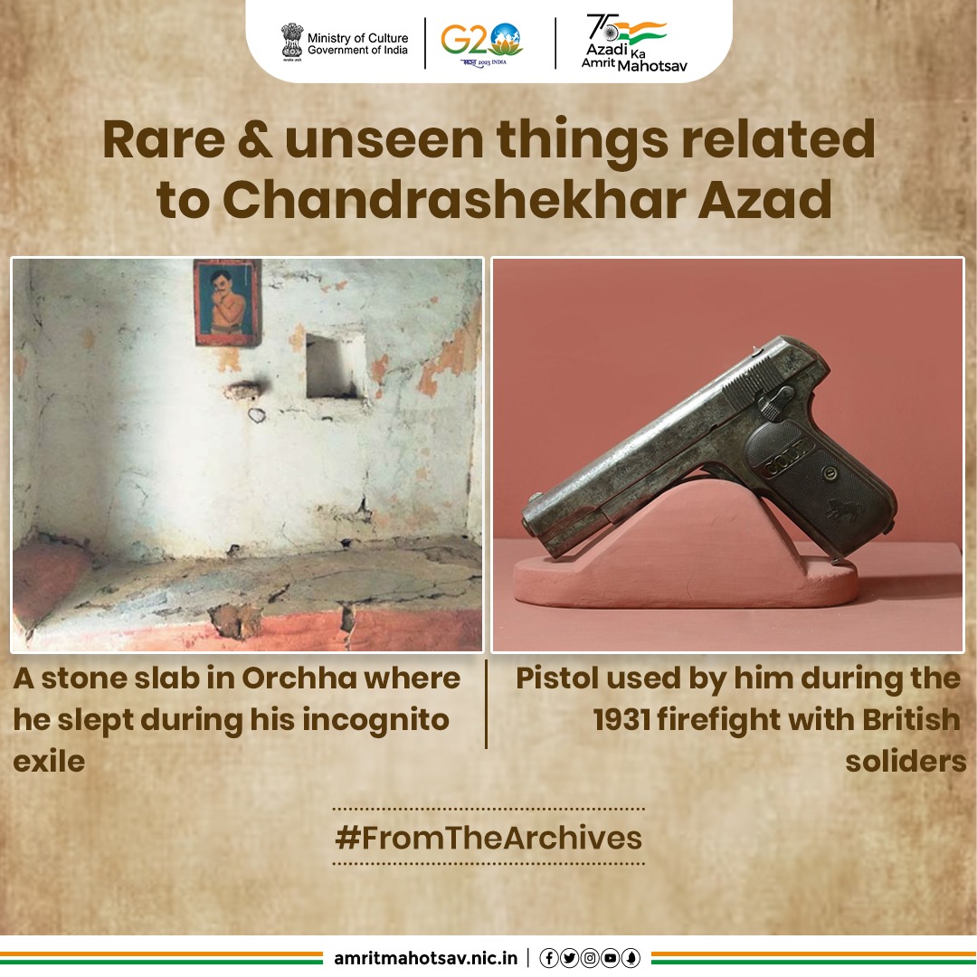 On the death anniversary of #Chandrashekhar Azad today, let's take you through some of the #RareAndUnseen things which came to be associated with him. (1/3) 

#Repost : #AmritMahotsav 

 #FromTheArchives #MainBharatHoon