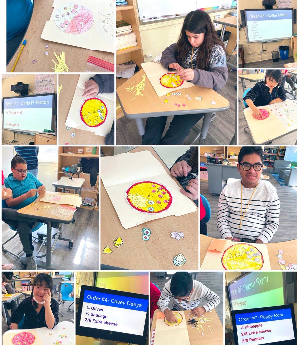 MsGebbia's tweet image. Yes we deliver!! Our fraction pizzeria was a success, don’t forget to place your orders🍕 #InPizzaWeCrust #FractionFun #Yum @WeehawkenTSD
