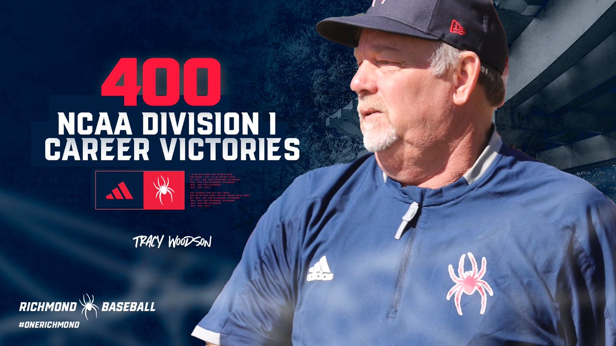 SpiderBaseball's tweet image. With the doubleheader sweep of Yale yesterday, @TracyWoodsonUR has won 400 games at the NCAA Division I level! 

Congratulations Coach!  #OneRichmond