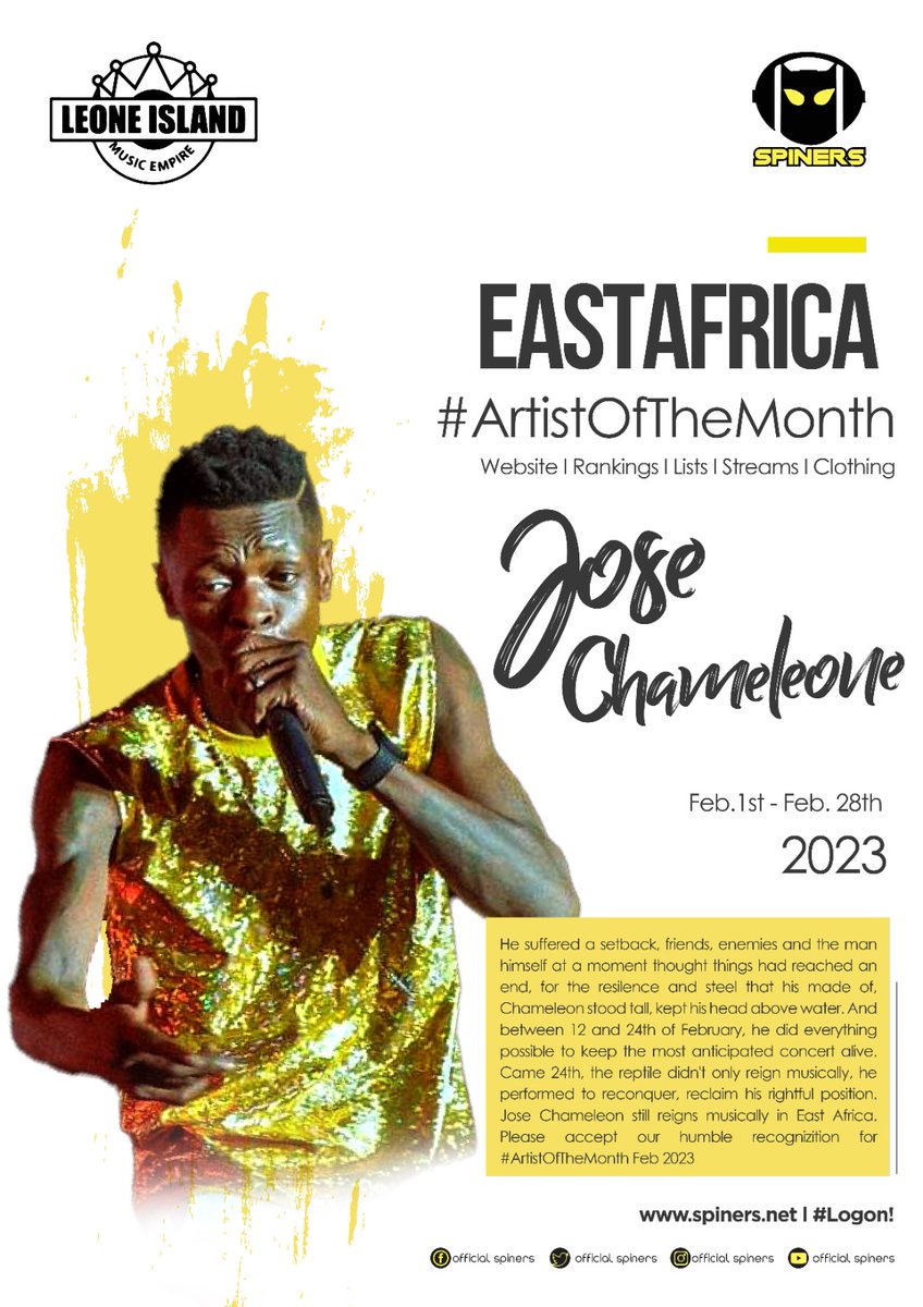 Even with a setback. Resilence n steel dat he is made of, he stood tall, kept his head above the waters, he kept the concert alive. On 24th, he didn't only reign musically, he performed to reconquer n reclaim. <a href="/JChameleone/">JOSE CHAMELEONE</a> still reigns Musically in EA. #ArtistOfTheMonth Feb 2023