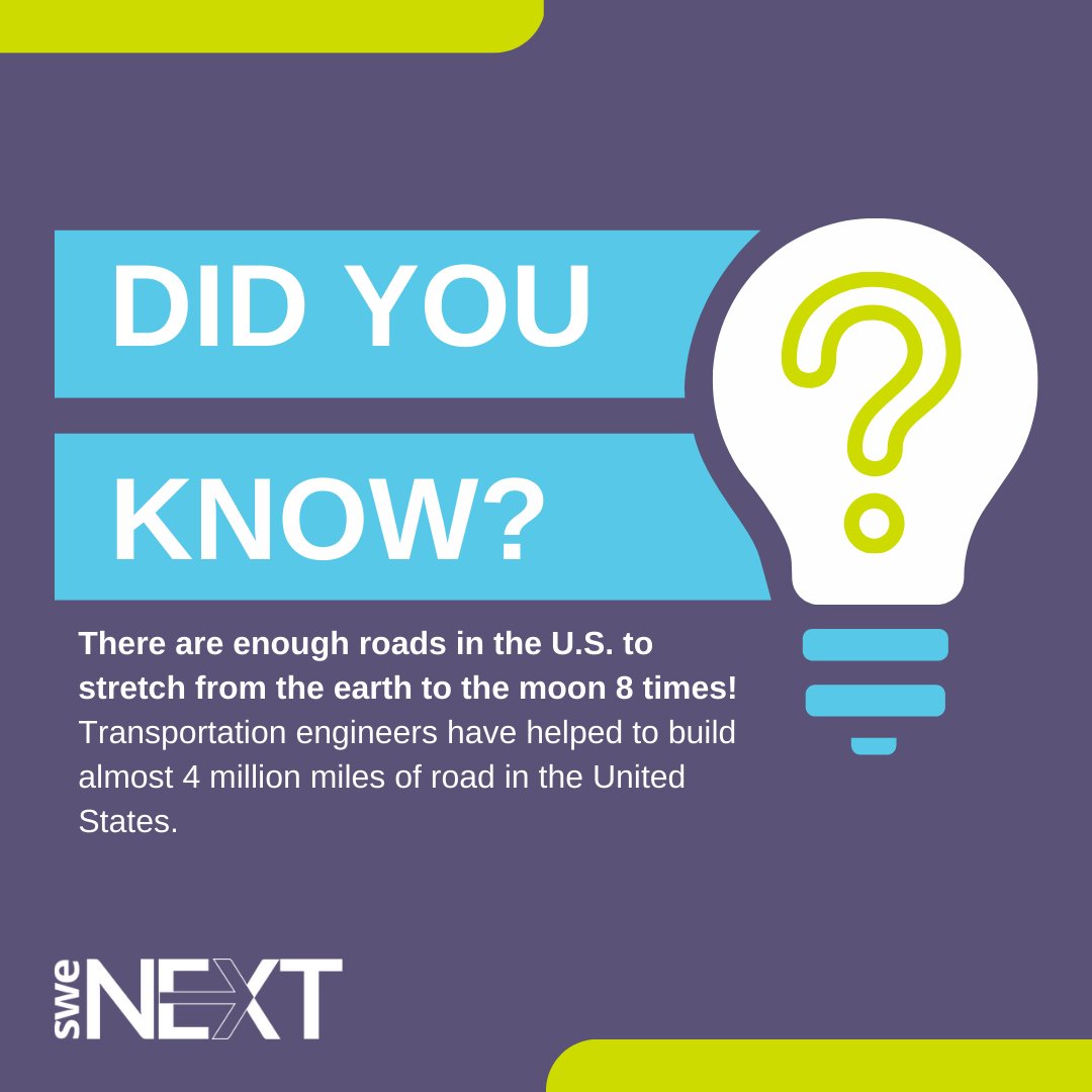 SWENext's tweet photo. Here's another cool #STEM fact to kick off your week! 🛣️
#STEMFotM #STEAM #FebruaryFunFact #STEMFacts #HappyMonday https://t.co/AEFQbbFMpB