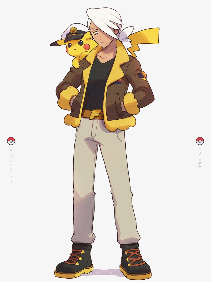 1boy male focus jacket standing shoes pokemon (creature) pokemon on shoulder  illustration images