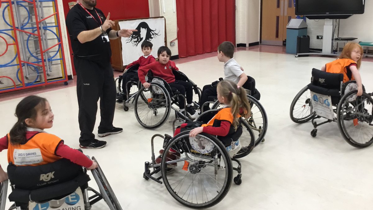 PrimaryOakhill's tweet photo. Oak class having lots of fun in their wheelchair basketball session this afternoon 🏀 https://t.co/NDDCFaxMur
