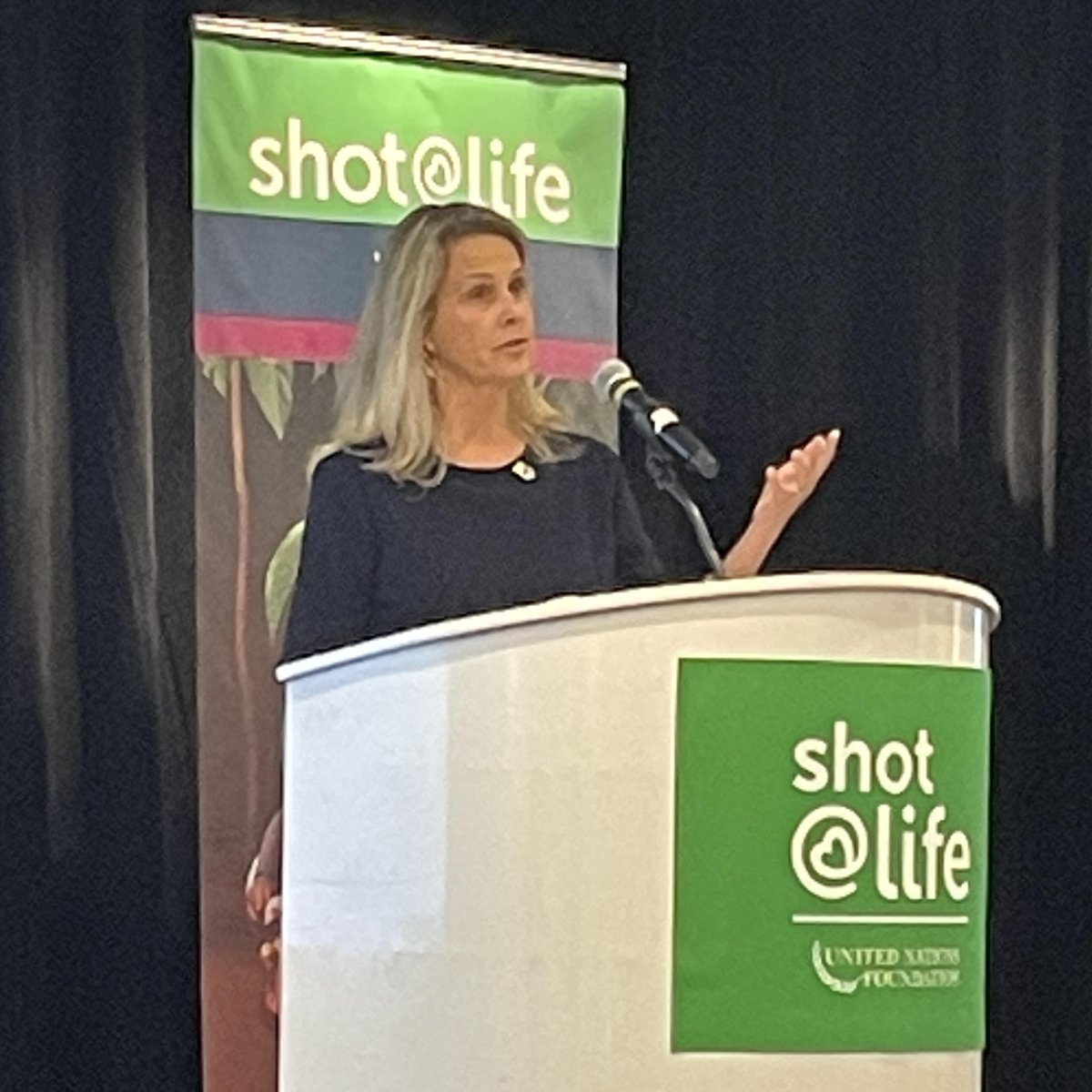 ShotAtLife's tweet photo. Martha Rebour, @ShotAtLifeExec, sharing that in 2021 23 million children around the world who missed vaccines last year and that there's a "perfect storm" for more outbreaks, which is why @Shotatlife will redouble its efforts to get #VaccinesForAll https://t.co/2JuTH52sg0