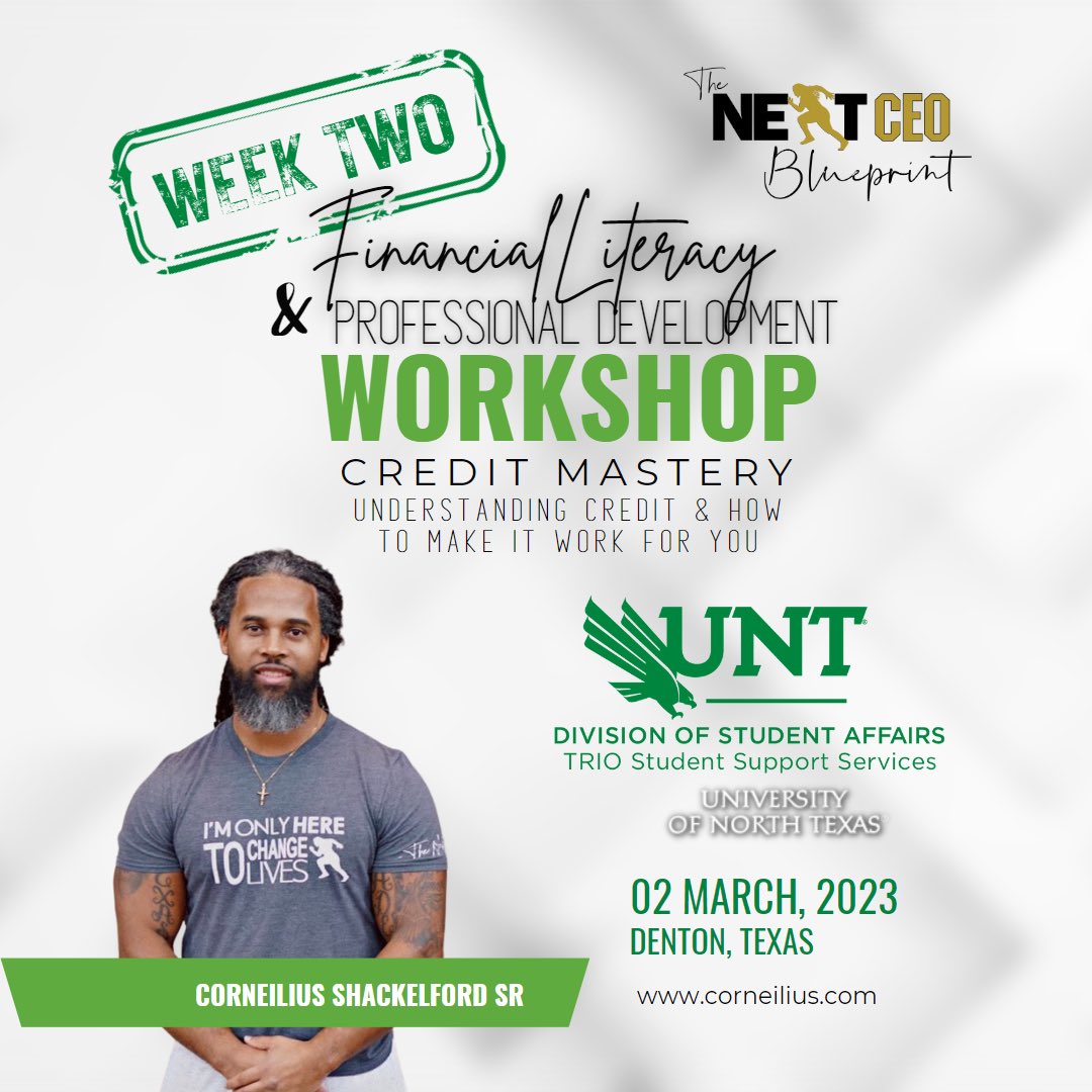 Educating and preparing the next generation to go into the next phase of their life with the right tools, information,  &amp; resources is priority number one for my team and I. <a href="/triosssunt/">UNT TRIO Student Support Services</a> 

Week 2.. Let’s go! #highereducation #financialliteracy #studentsuccess #Students_in_Business