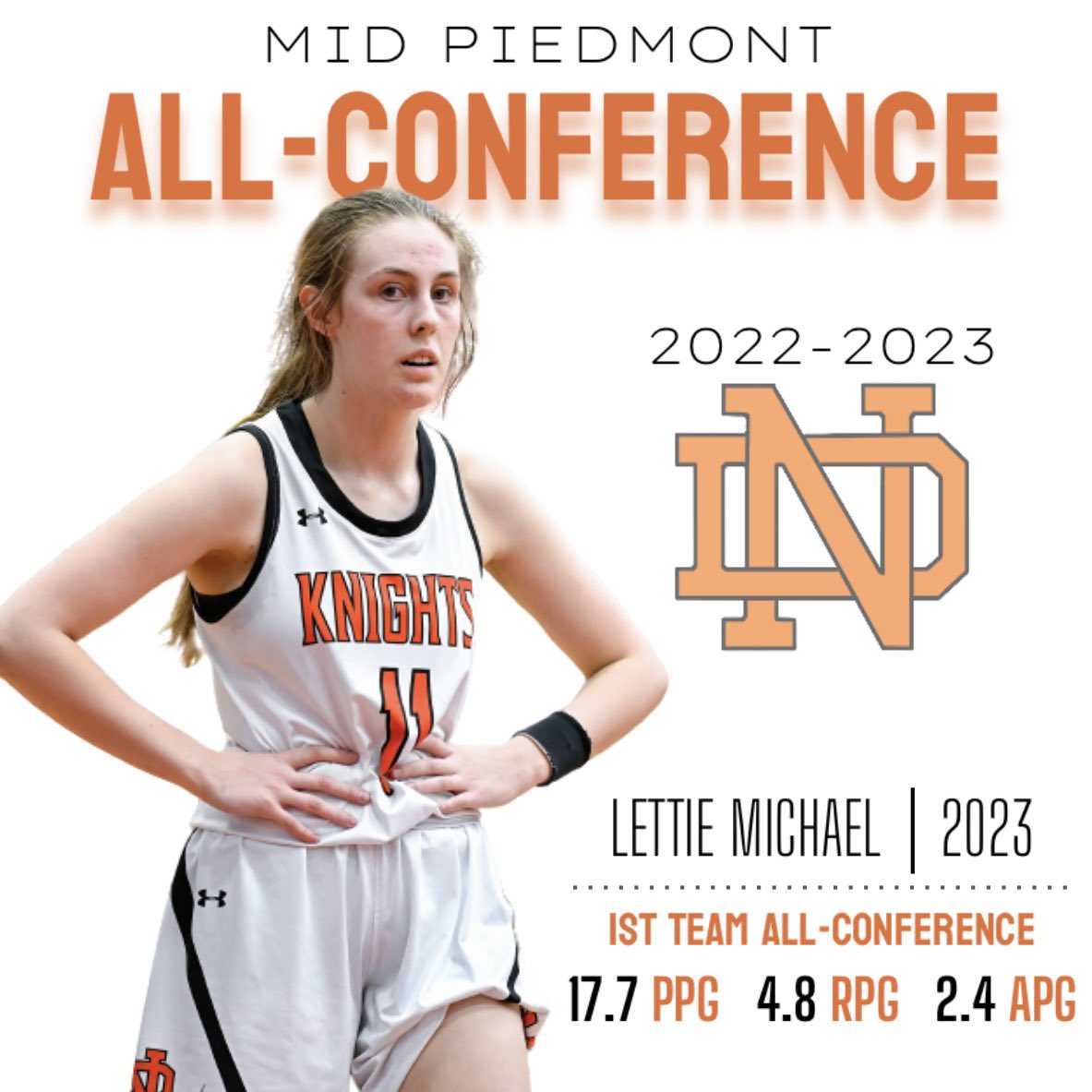 Congrats to senior Lettie Michael for being selected as MPC All-Conference!! Keep doing big things🏀