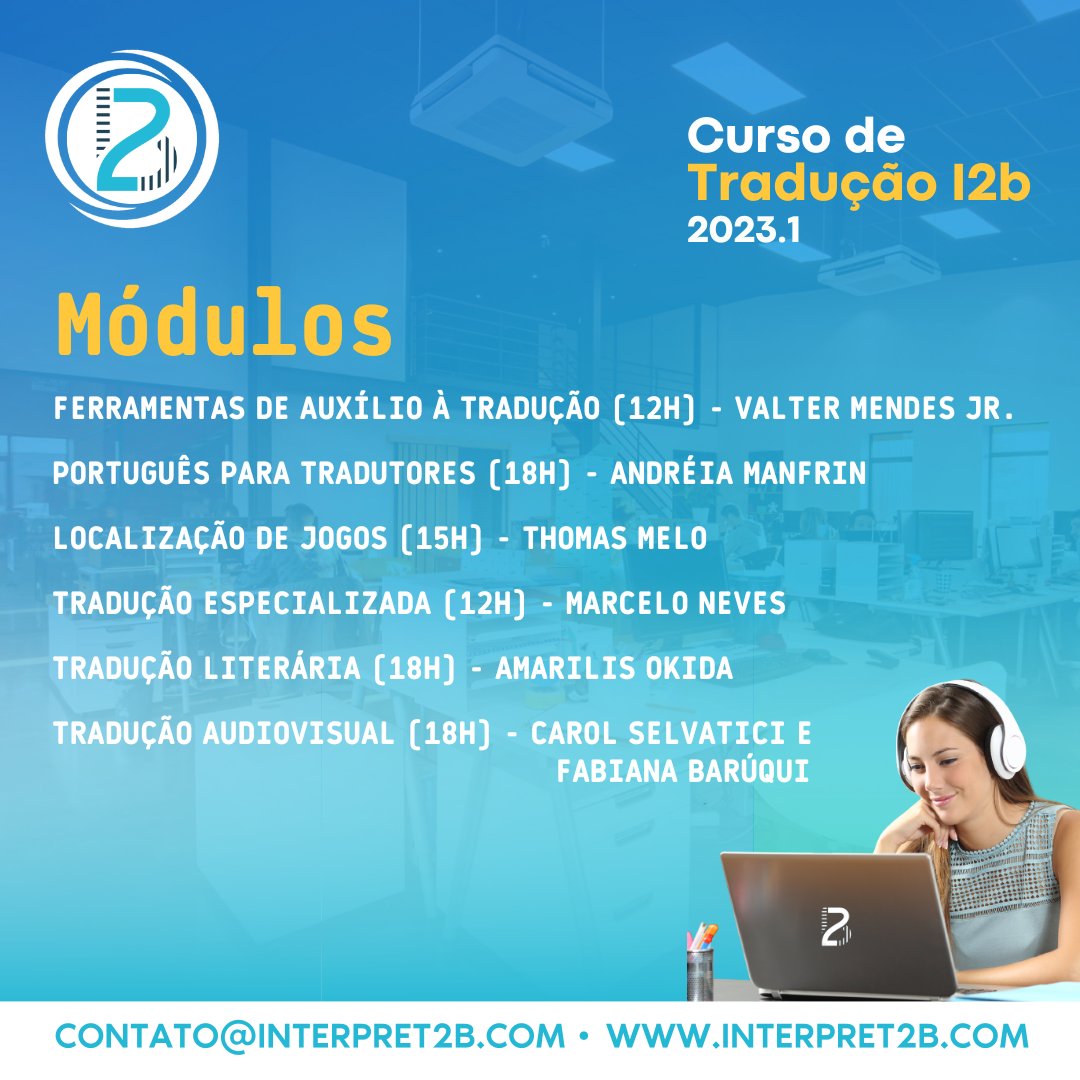 Interpret2b's tweet photo. + Agende seu teste de admissão no contato@interpret2b.com e venha conquistar sua formação em tradução com a gente!

#interpret2b #i2b #cursodetraducao #traducao #cursodeformacaodetradutores #tradutoriniciante #formacaodetradutor https://t.co/6DhSSkPWoq