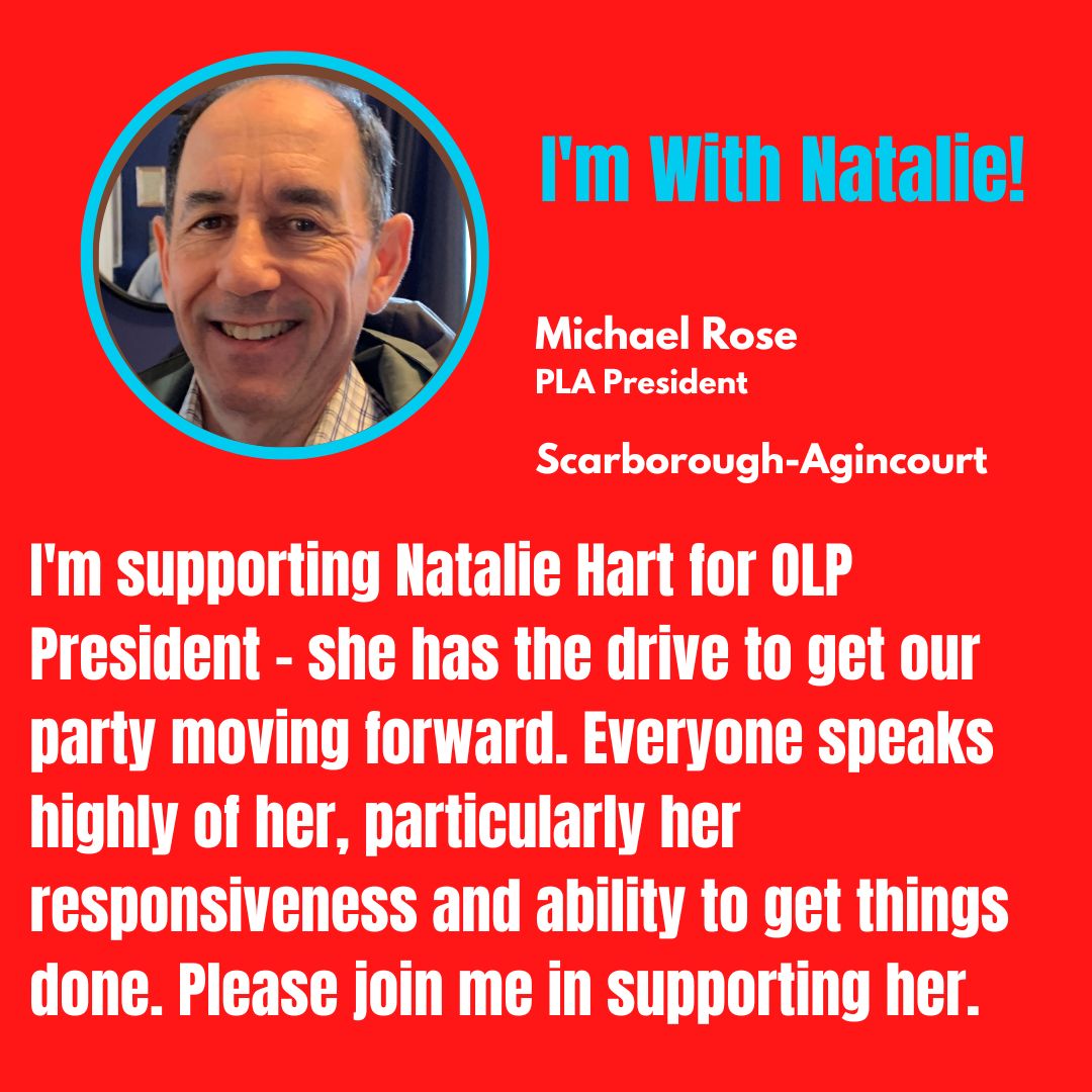 HartNatalieA's tweet photo. Thank you, Michael! I'm gratified to have so many PLA presidents like you on my team. Especially in unheld ridings, our hard-working PLA presidents keep the @OntLiberal flame alive and ensure we are building the team between elections. #LeadWithYourHart #OLPAGM https://t.co/JYu4fpm0s5