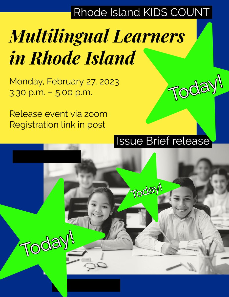 RIKidsCount's tweet image. Join us on Zoom today for our very first publication about Multilingual Learners in Rhode Island! 
us02web.zoom.us/webinar/regist… #MLL #edchatRI