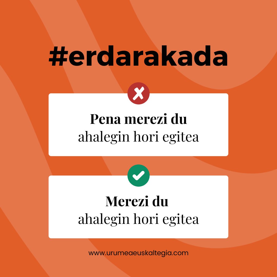 Urumeaeusk's tweet photo. ERDARAKADA! 😵‍
🚫 Pena merezi du ahalegin hori egitea
✅ Merezi du ahalegin hori egitea
Zein da gehien erabiltzen duzun #erdarakada?

#euskaltegi #donostia #sansebastian #aprendereuskera #euskaraikasi #altza #urumea #donostiaeuskaraz #euskaltegi https://t.co/dn1RooP8nu