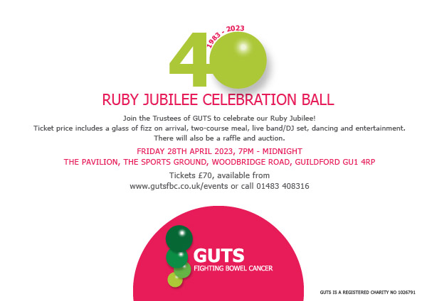 It's our Ruby Jubilee! Over the past 40 years we have raised millions to improve care, treatment and outcomes for people with bowel cancer, and we're not going to stop now! Join the celebrations... gutsfbc.co.uk/event/40th-ann…