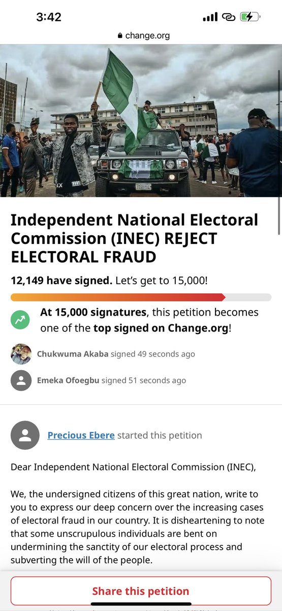 If you’d like to sign this petition,the link is on my bio….PLEASE RETWEET aggressively!…. 

change.org/p/independent-…

IT IS DONE 

#electionresults2023 
#ElectionResults 
#NigeriaDecide2023