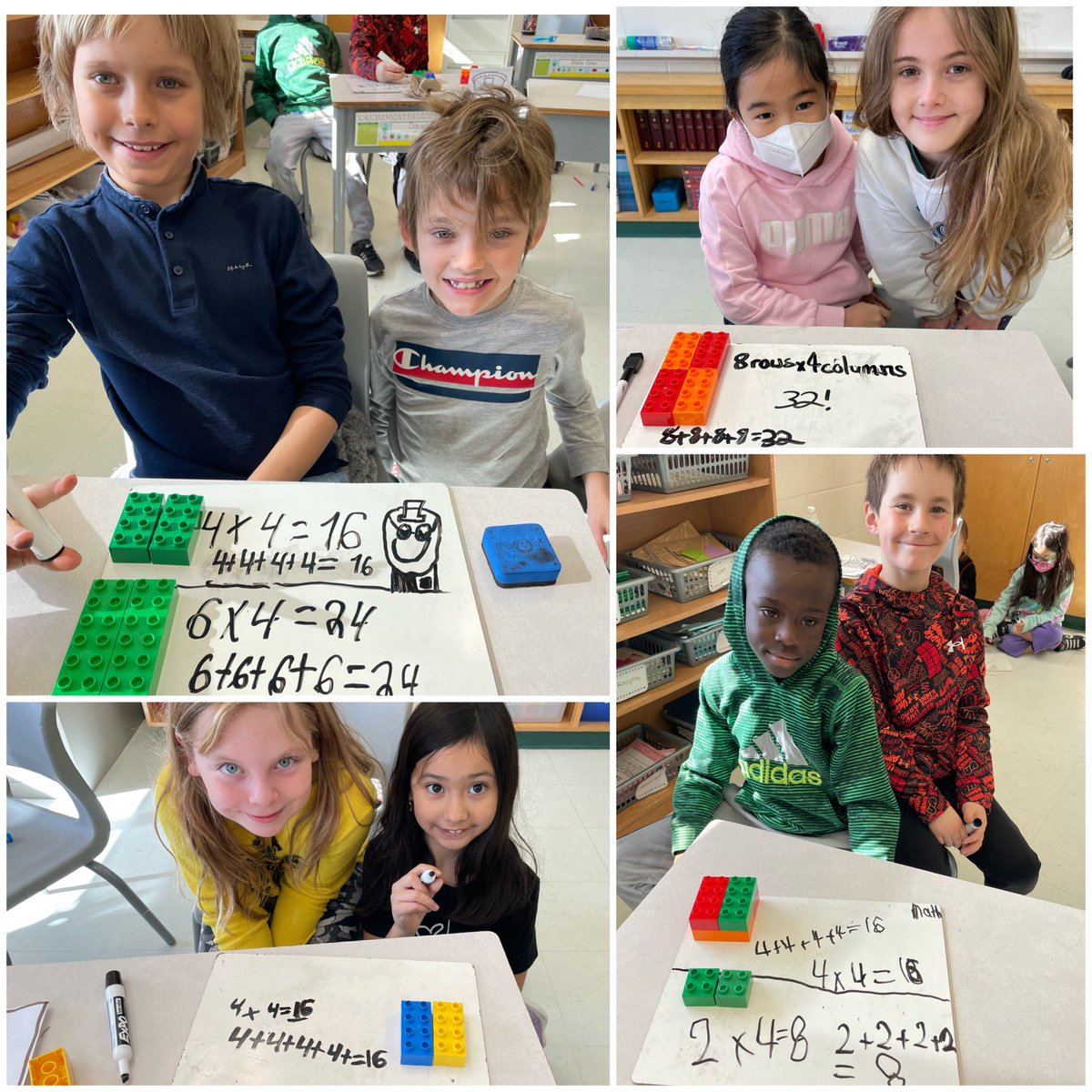 mrs_power3's tweet image. Last week we worked with LEGO Duplo to build arrays &amp;amp; write a matching multiplication sentence, and a repeated addition sentence. We are double checking that our math expressions match our blocks! #multiplicationstrategies #legofun #ocsbmath