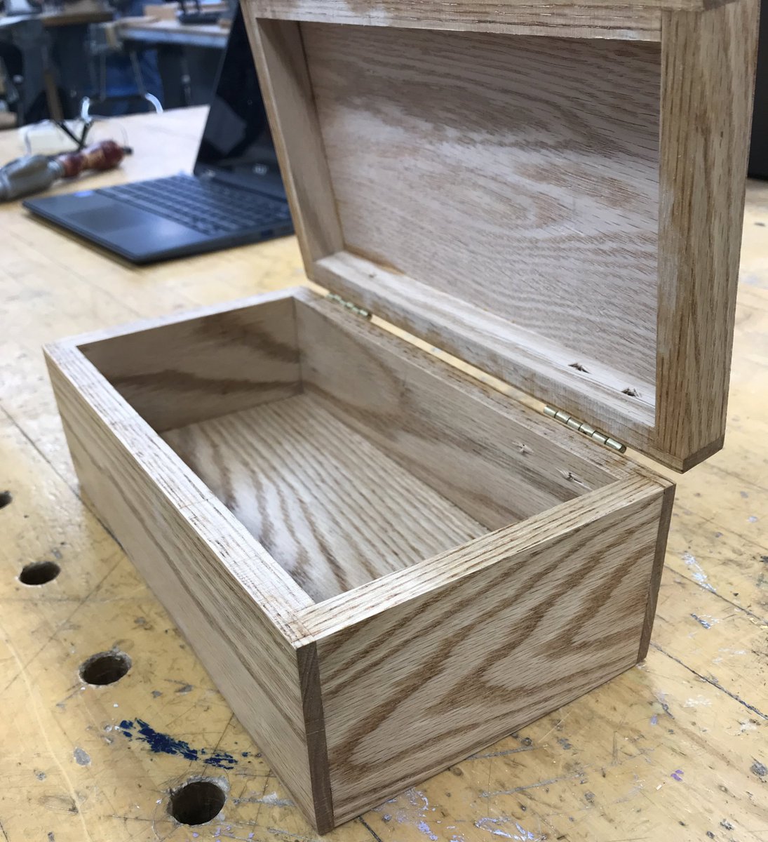 C_GEngineering's tweet image. Kaden just finished putting hinges on his jewelry box. This kid has got some skills!