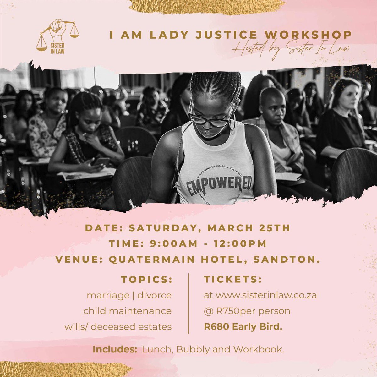 More often than not it is women who find themselves on the back foot if they are not well versed with the law. The upcoming workshop aims to educate and empower women on various legal issues pertaining to marriage, divorce, child maintenance, wills and deceased estates 1/2