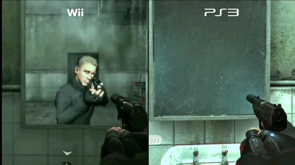 DoMirrors's tweet photo. Ask and ye shall receive @dark1x @Tryumph4ks ;)

There are working mirrors in #Goldeneye007 on the #Wii but NOT in #Goldeneye007Reloaded on the #PS3 &amp; #Xbox360. 

https://t.co/LUUUL4luAv

@digitalfoundry #eurocom #activision #goldeneye https://t.co/4rtIQ6K3zc