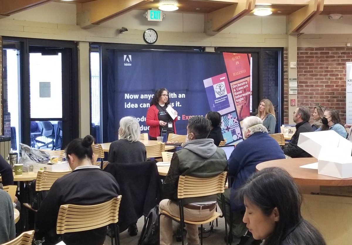 smoore_lead's tweet photo. Here at @krausecenter and watching @lhighfill kick it off with an epic #keynote at our @AdobeForEdu #CreativityInstitute! Excited for all the learning with @AdobeExpress today!
#adobeeducreative #kcitogether #creativity #education #leadership #growth #pd https://t.co/LZyIUS6uqh
