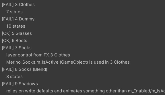 d4rkpl4y3r_vr's tweet photo. A small sneak peak at whats coming next for the avatar optimizer. Automatically merging simple bool toggles in the fx layer to a big blend tree that only takes one layer. So far I got the detection logic on when a layer is a simple toggle or not. https://t.co/L1OzuEblBn
