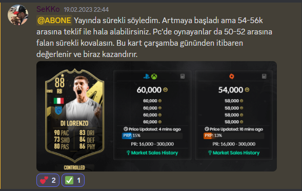 sekkoxx's tweet photo. Yayınlarda da sürekli söylüyorum. Ekstra olarak WP trade grubumuzda da bu tarz kartları paylaşıyorum. Bu kart başına neredeyse 15k kar yaptık. Sizde bu tarz kartlar ile yatırım yapıp coin kazanmak isterseniz yayınları takibe alıp, gruba katılabilirsiniz. #fifa23 #futtrade #fifatr https://t.co/2YZZtCIOIl