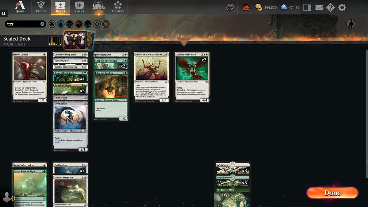 Aleatory_M's tweet photo. Swift 0-2 in the qualifier weekend with a blazingly consistent deck. Deck hyper-consistently flooded hard all 5 games I played. Better this weekend then next I guess? #MTG #MTGArena #MTGONE #QualifierWeekend https://t.co/V6RrU2r0RF