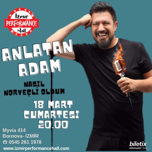Anlatanadam tek kişilik stand-up gösterisi ile 18 Mart saat 20.00de izmir performance hall'da <a href="/anlatanadam/">Anlatanadam</a>