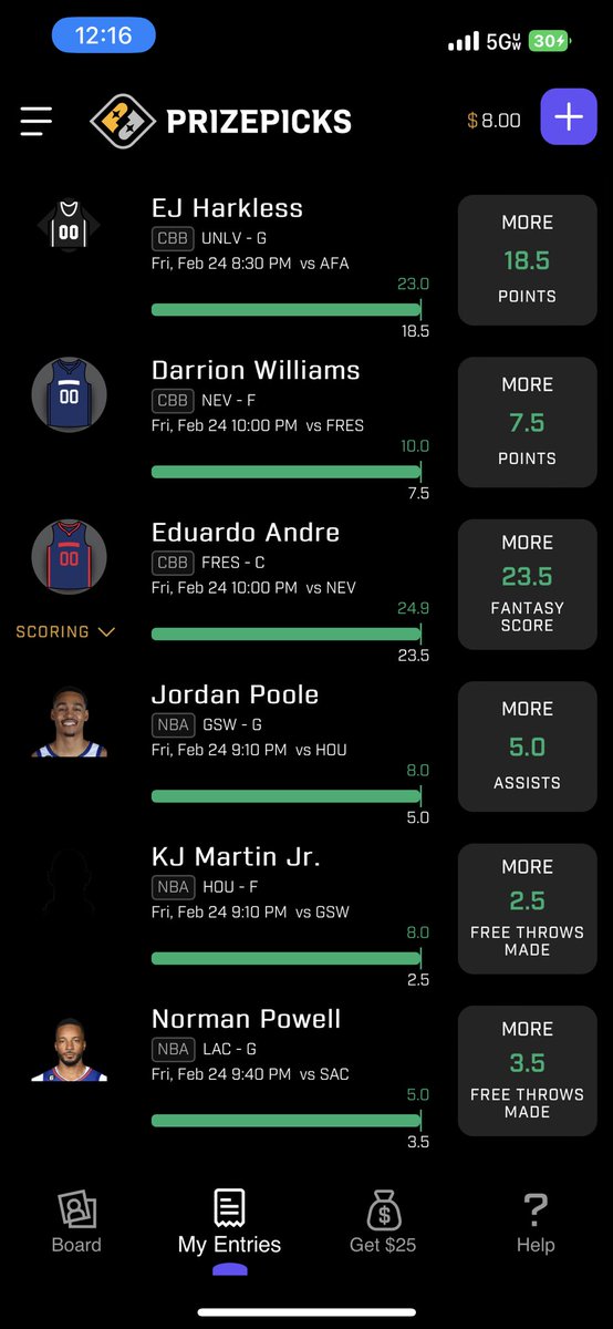 KMEBigStu's tweet photo. Amazing wins yesterday no sweats almost everything was green 1H!!🤯 Lets keep it going #PrizePicks #NBAPicks #CBBPicks RT if you want me to drop a goat board today😈 https://t.co/MQ7RE8jIBc