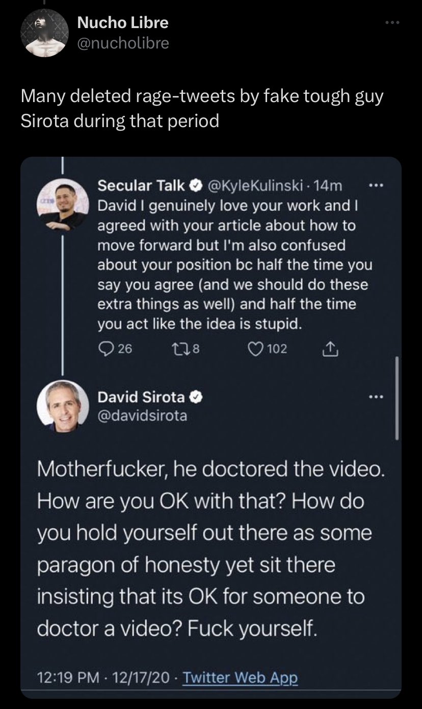 Matt Orfalea on Twitter: "In deleted tweets he originally tried to to