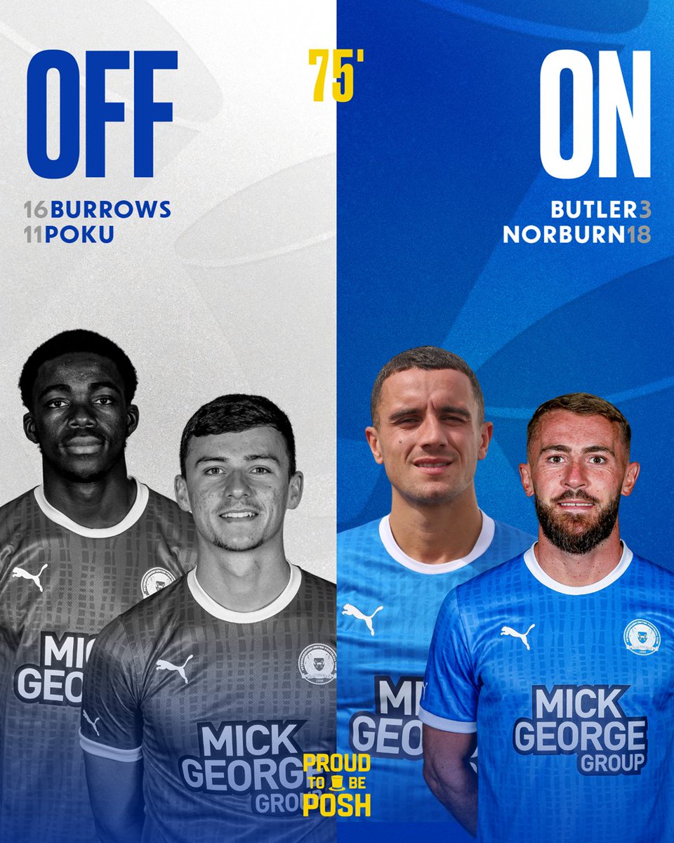 theposh's tweet photo. 75' - Welcome back, @olivernorburn18!
β‘οΈ Butler, Norburn
β¬
οΈ Poku, Burrows
π© 4-2 π’ | #PETPLY https://t.co/daLmh3Llob