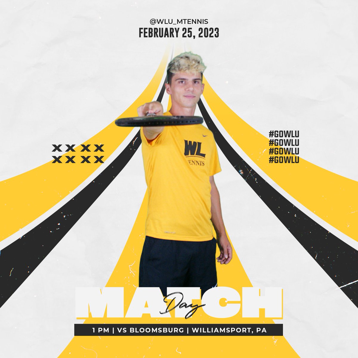 Match Day in PA.

⌚️ 1 pm
🆚 Bloomsburg
📍 Williamsport, PA
🗒️ bit.ly/MatchDay-MTEN-…

#GoWLU | <a href="/WLU_MTennis/">West Liberty Men’s Tennis</a>