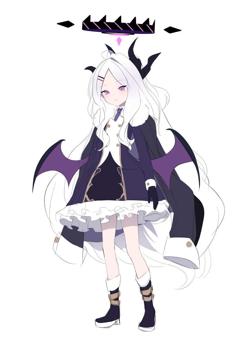 hina (blue archive) 1girl solo long hair horns wings white hair purple eyes  illustration images