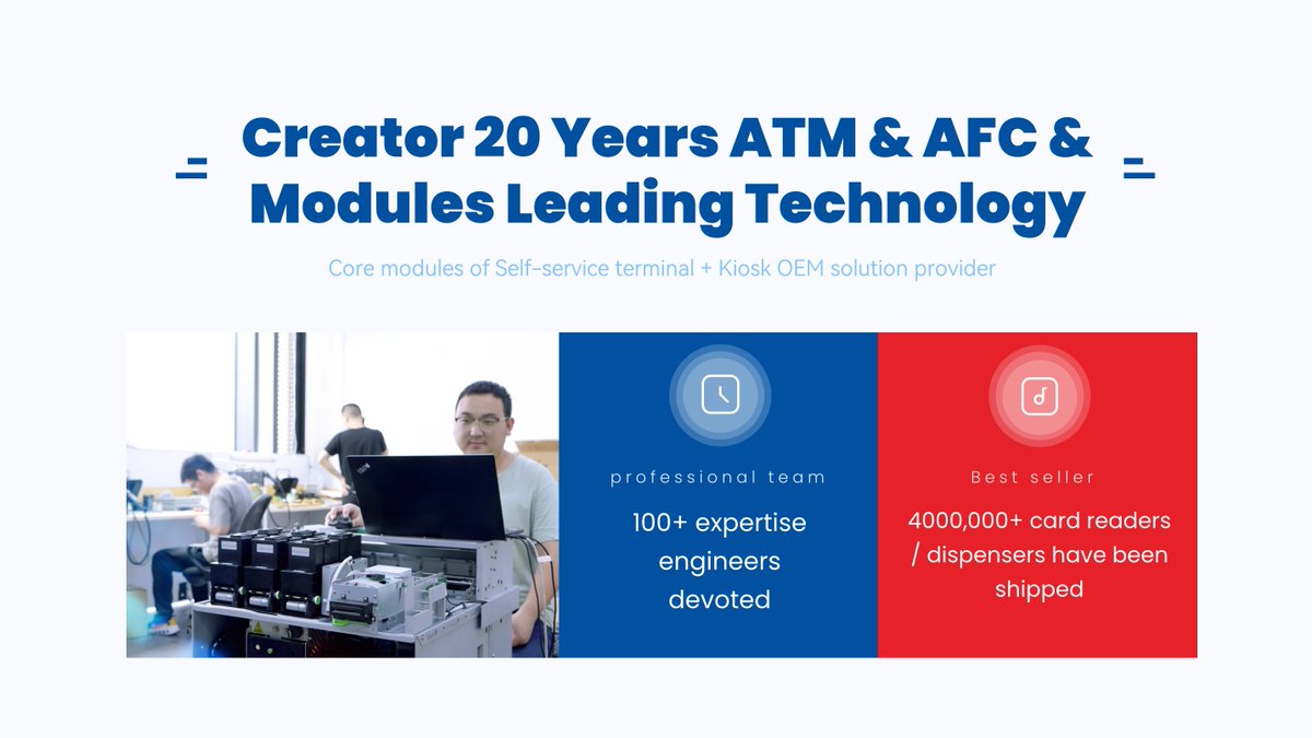 CreatorKiosk's tweet image. Unlock the Power of Automation with Creator&apos;s Technology!

#CardReader #CardIssuing #BillValidator #Kiosk #CardDispenser #CardScanner #FaceRecognitionModule