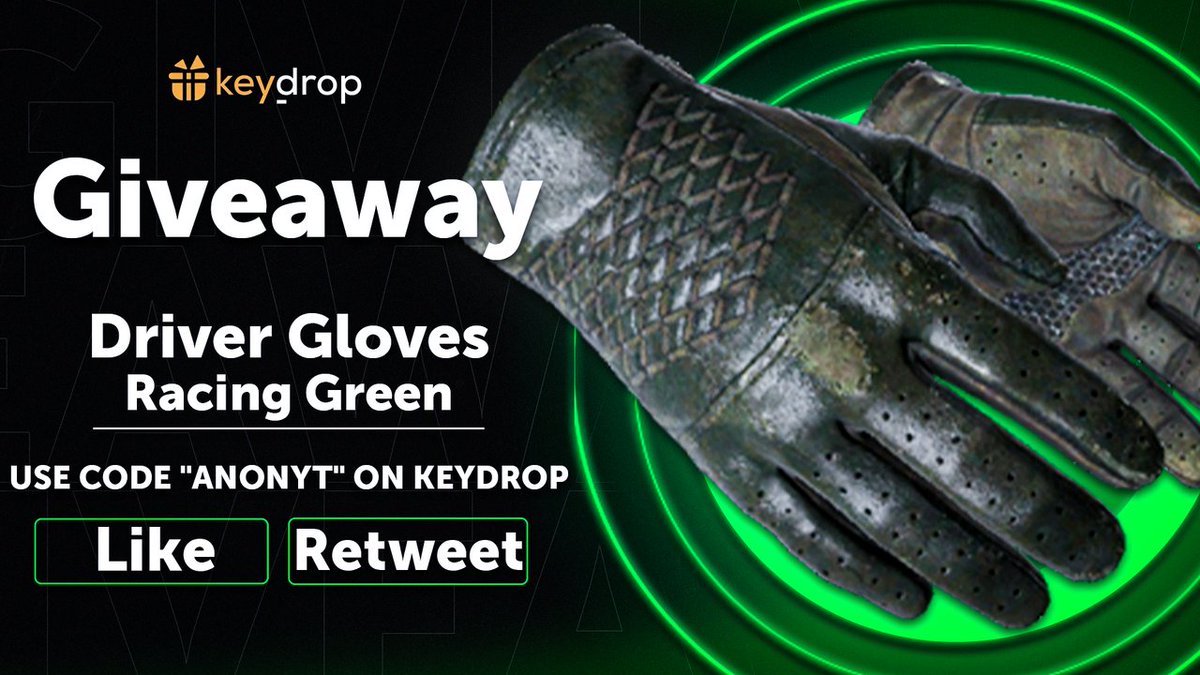AnoNgambles's tweet photo. ⭐️Driver Gloves #CSGOGiveaway ⭐️

To Enter:

✅Retweet
✅Follow @keydropcom + Me
✅Apply Code "ANONYT" on KeyDrop (PROOF!)
https://t.co/bKHJeDE2Et

⏰Rolls in 72hrs! GL!🍀 https://t.co/EeEcHpDQ1V